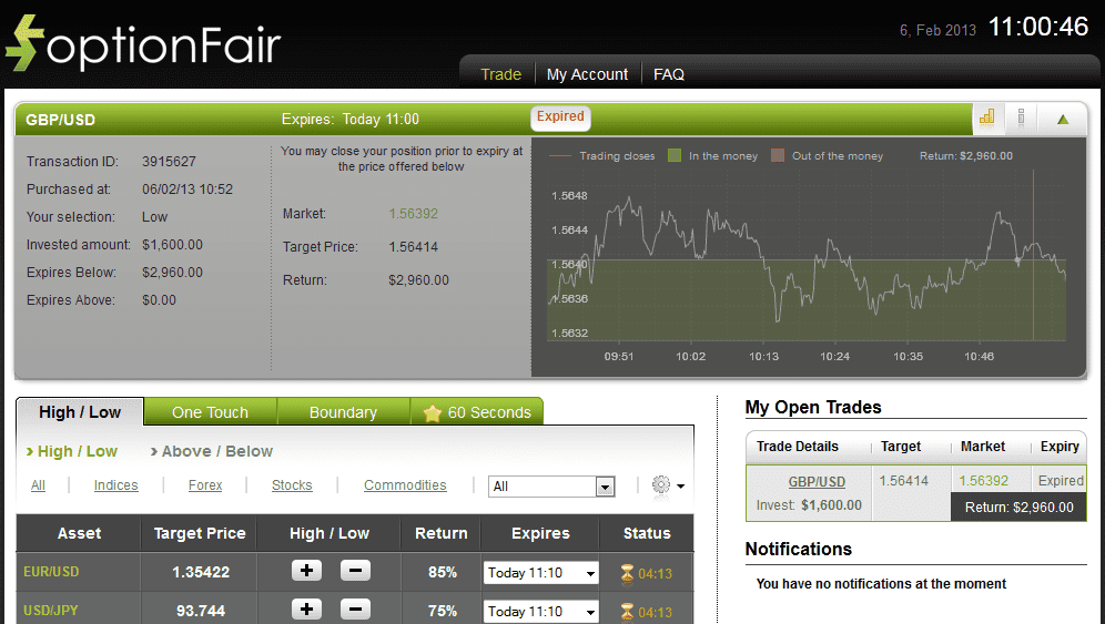 Successful Trade on Feb 6, 2013 gbpusd